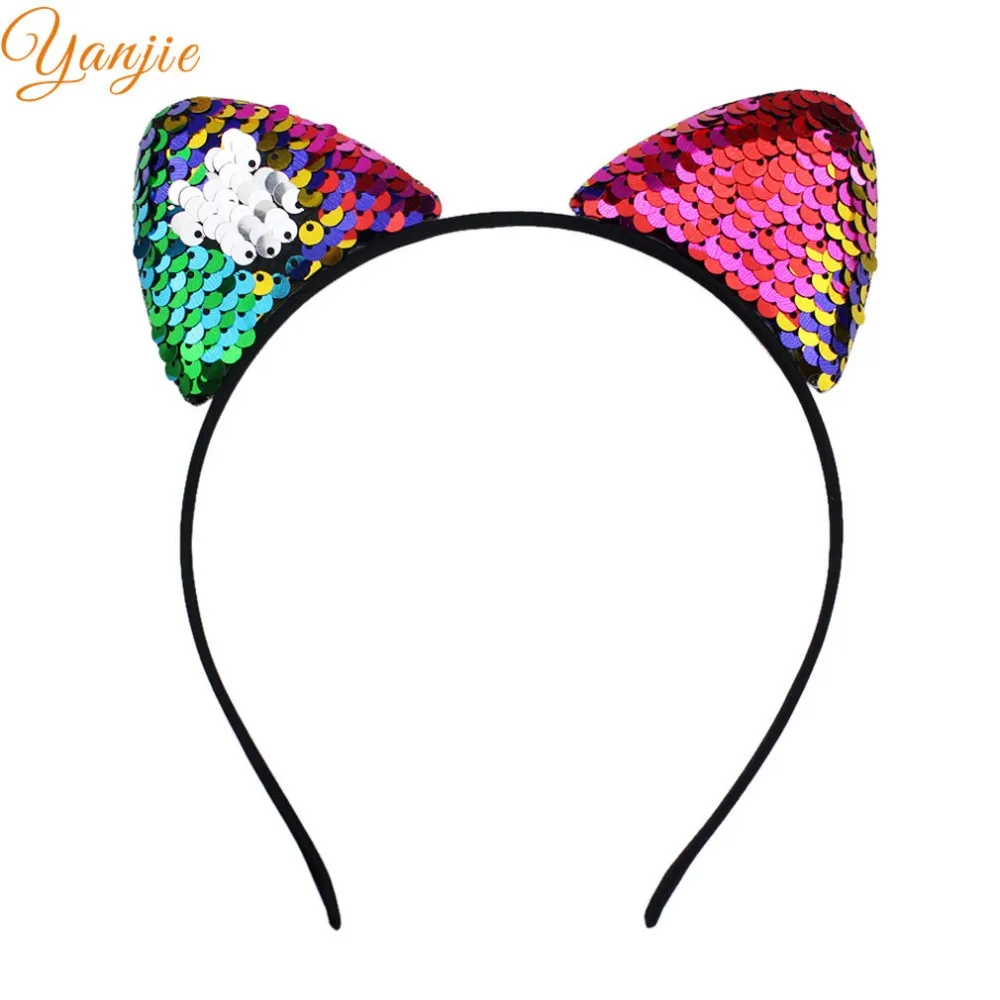 Платье с пайетками украшением в виде кошачьих ушек повязка на голову для девочек