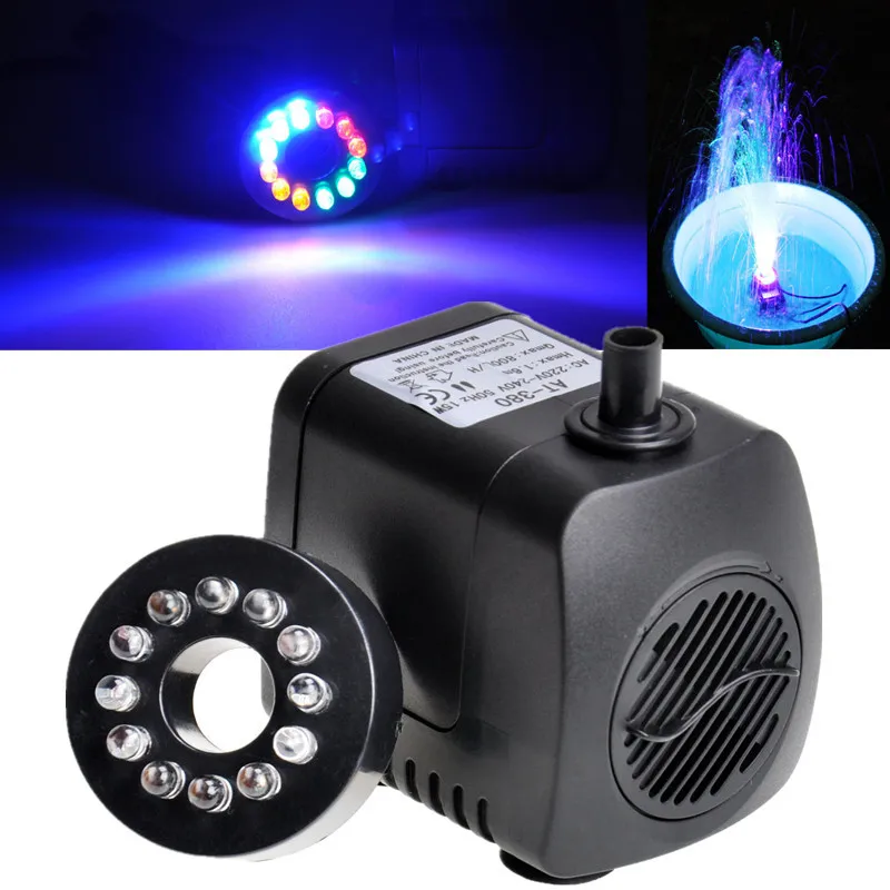 Mrosaa 15W LED Light Submersible Water Pump Fountain pump Kit Silent outdoor Hydroponic Aquarium Air Fish Tank Pond pumps