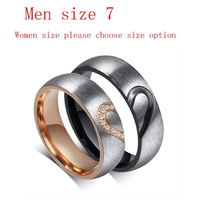 Add Men size 7 Meaeguet 1 пара обручальных колец с сердечком, набор обручальных колец из нержавеющей стали для пары, обручальные кольца для мужчин и женщин - Цвет основного камня: Add Men size 7
