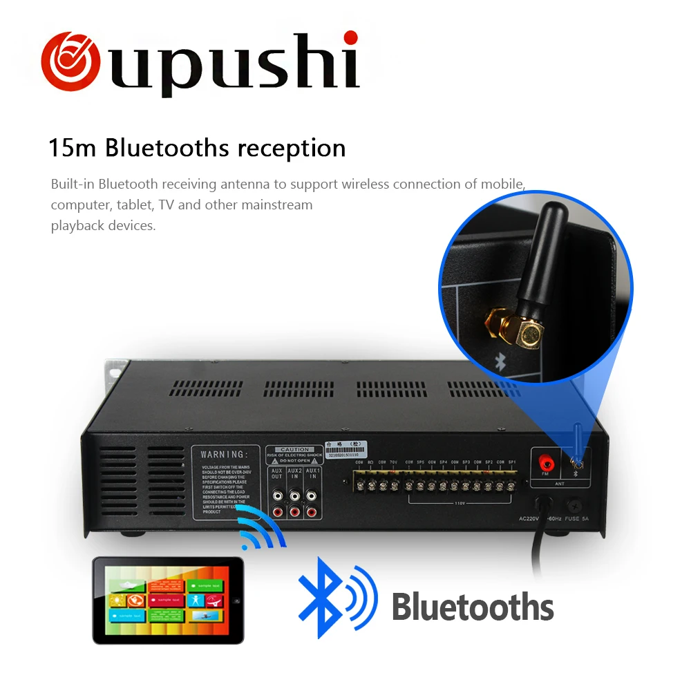 Лучшие продажи 5 зон усилитель oupushi bluetooth amp 60 ВАТТ fm радио|bluetooth amp|best amplifieramp |