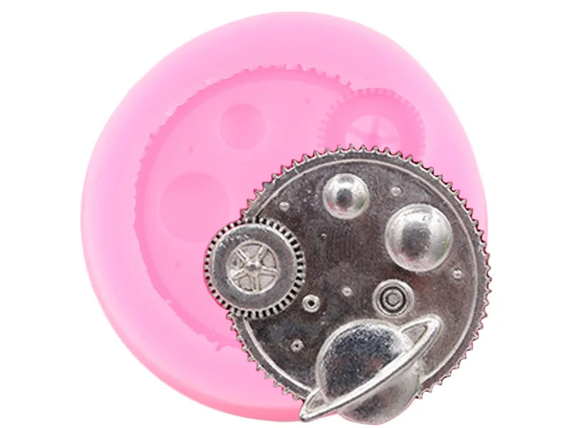 3D шестерни космический узор силиконовые формы сахарное ремесло помадка DIY украшения торта инструменты кекс Топпер шоколадные конфеты глиняные формы