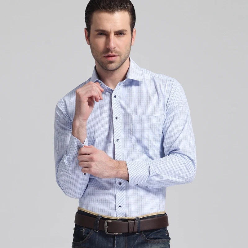 Рубашка мужская классическая в клетку Классическая формальная сорочка с