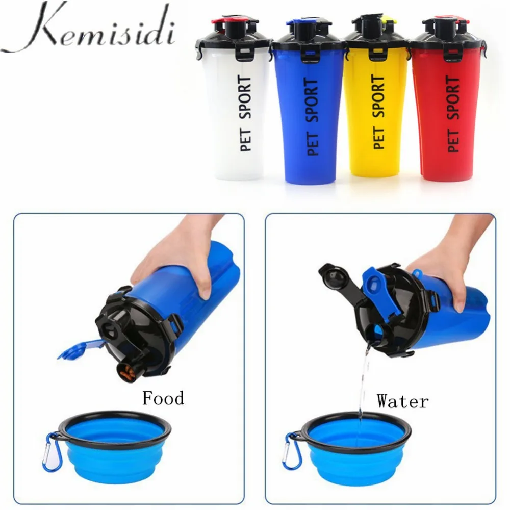 Многофункциональная кормушка для собак 2 в 1 бутылка воды складная миска дорожный