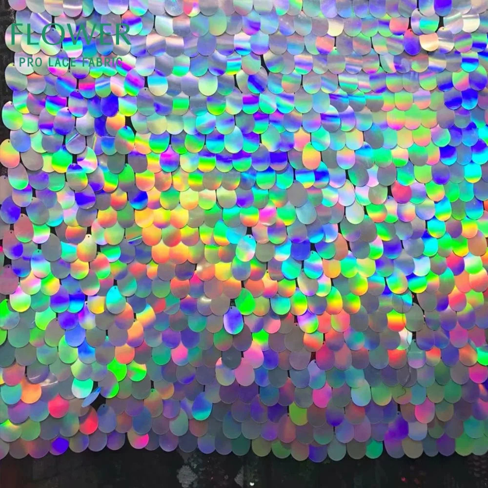Красочные большие блестки сетчатая Тюлевая кружевная ткань потрясающий дизайн