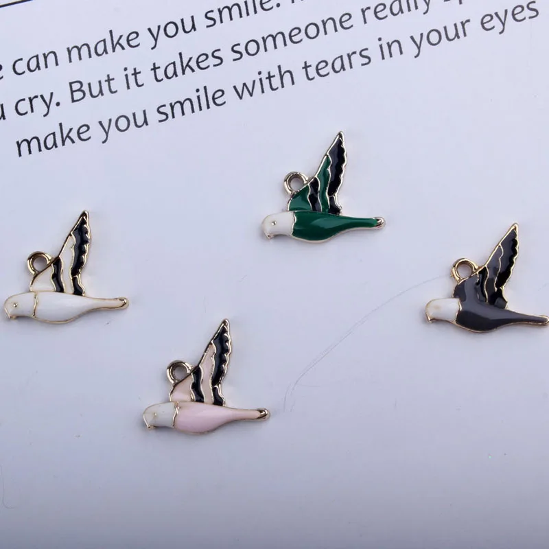 10 pcs/lot Cute Swallow Enamel Charms Fit Oil Drop Metal Animal Pendant Earring Bracelet Jewelry DIY Accessories YZ296 | Украшения и