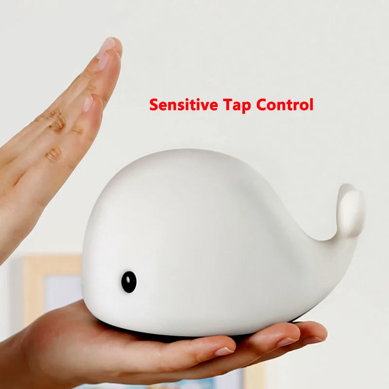 Silicone Cute Dolphin Night Lights USB Rechargeable LED Table Lamps Colorful Sensitive Tap Control Light For Kids Gifts | Лампы и