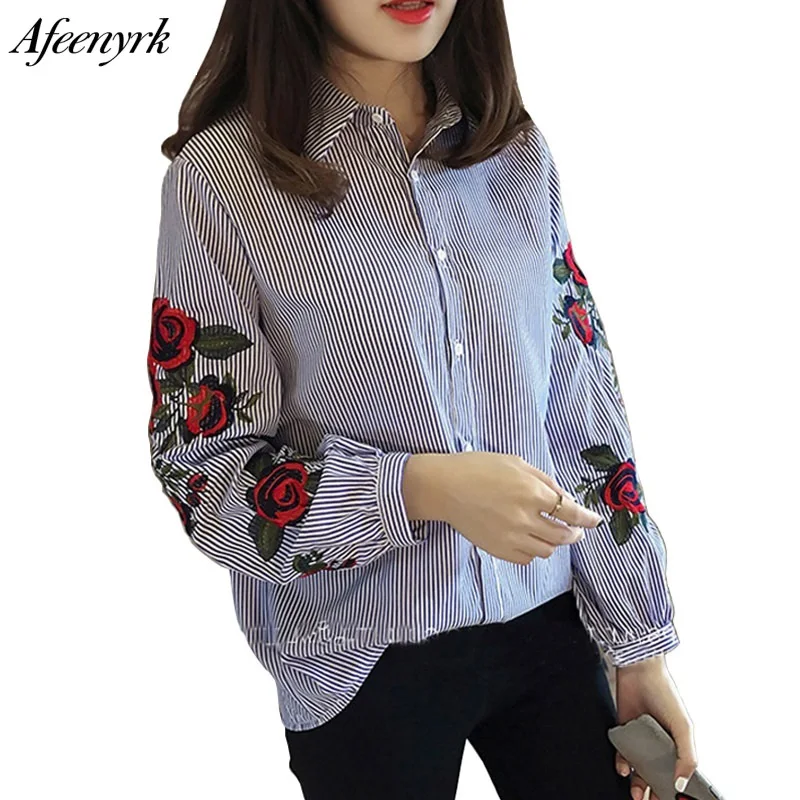 Женская Полосатая рубашка Blusas 2019 Весна новая шифоновая блузка женская Свободная