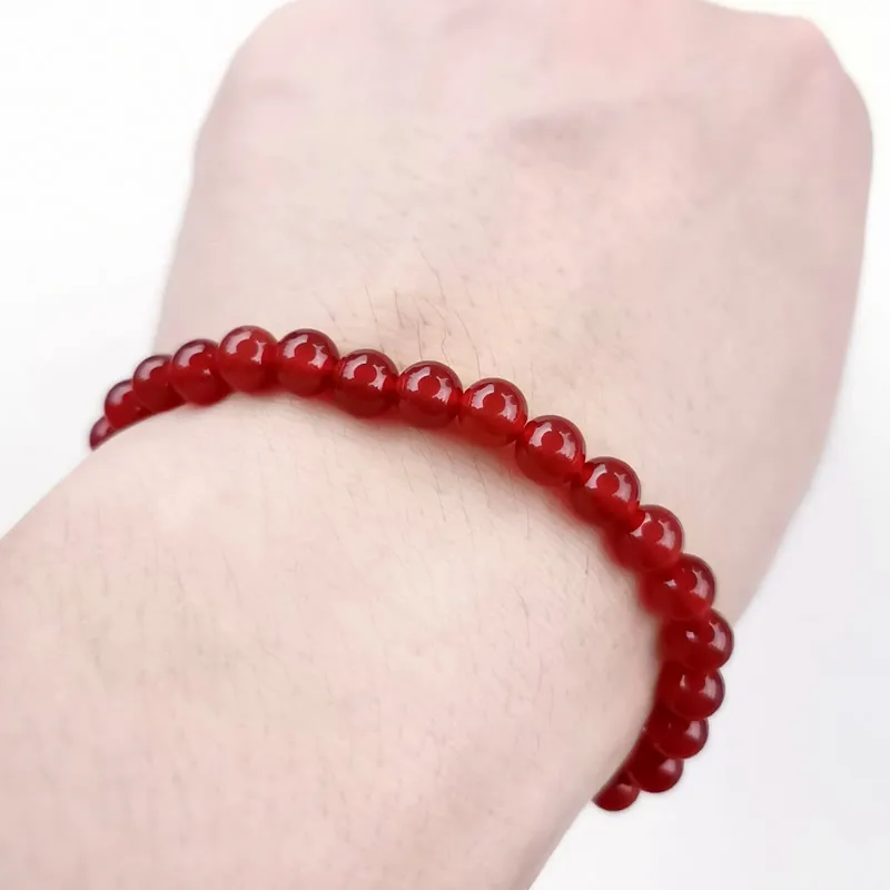 Red agate Минималистичный 6 мм натуральный браслет для женщин и мужчин тигровый глаз розовый кристалл вулканический каменный Агат из бисера Йога стрейч браслеты - Окраска металла: Red agate