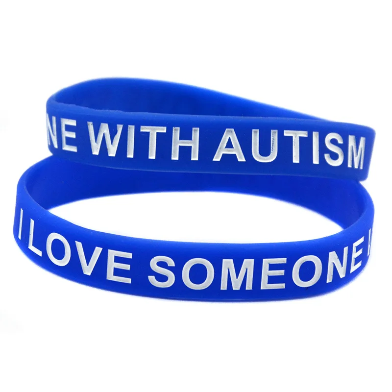 OBH 50 шт. я люблю кого-то с аутизмом Силиконовый Браслет взрослый размер синий |