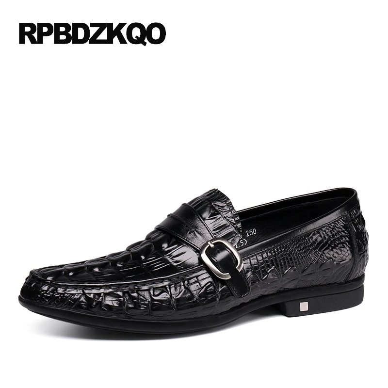 лоферы Настоящая кожа слипоны весна вождение черный аллигатор люди Повседневная