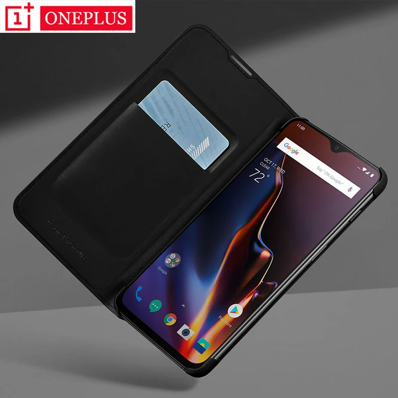 Оригинальный флип кейс OnePlus 6 T черный из искусственной кожи чехол для One Plus 6t Smart