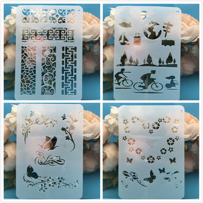 4Pcs/Set 20x14cm Butterfly DIY Layering Stencils Painting Scrapbook Coloring Embossing Album Decorative Card Template | Письменные