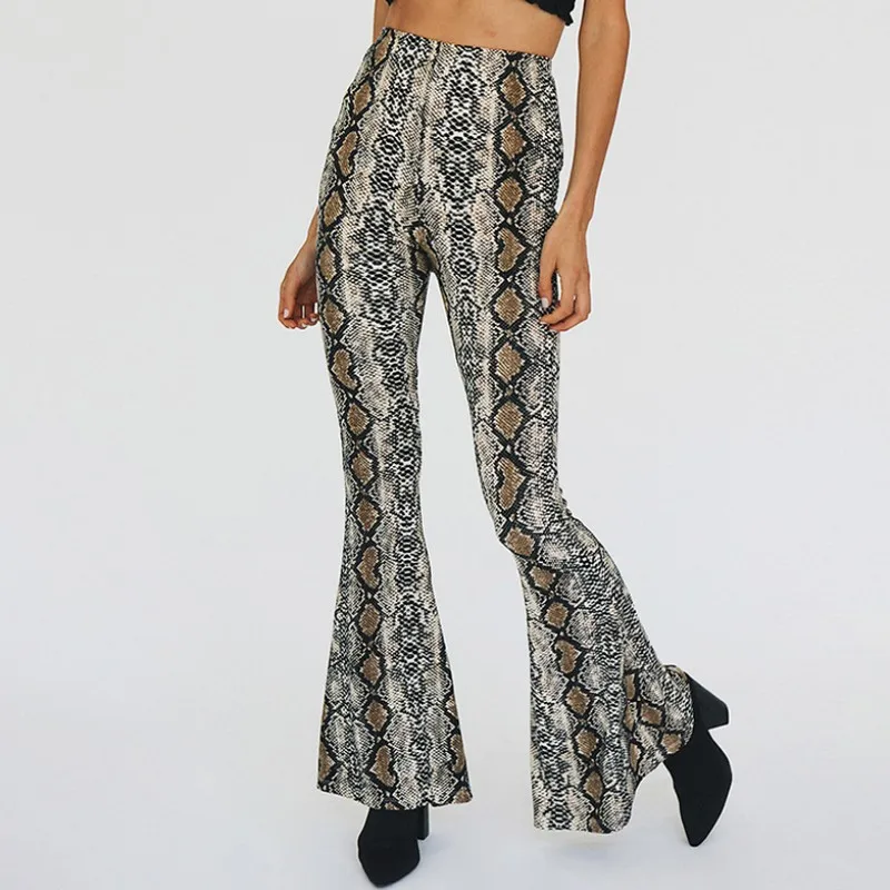 Женские брюки с высокой талией EXOTAO обтягивающие из змеиной кожи принтом