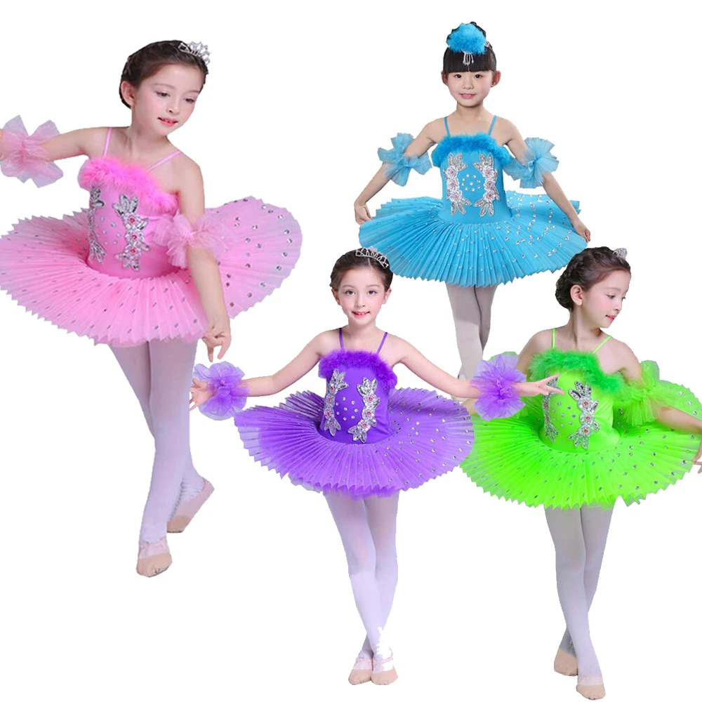 Детское балетное платье пачка цветные костюмы с изображением лебедя и озера
