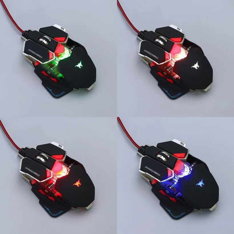 USB Проводная оптическая 1000 Гц эргономичная программируемая игровая мышь 10 кнопок компьютерная ПК геймерская Волшебная мышь со светодиодной подсветкой