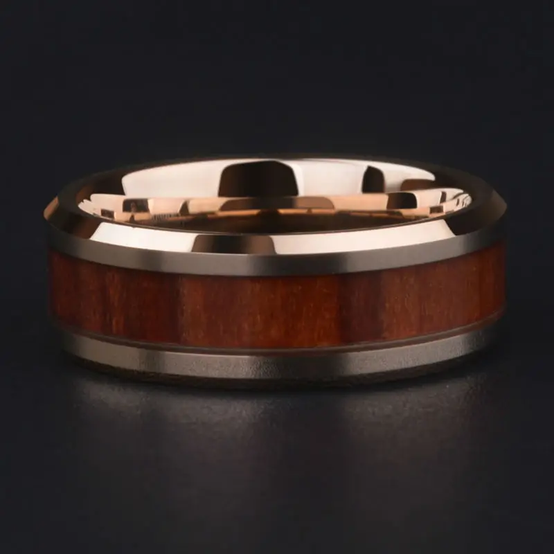 Кольцо из вольфрама и розового золота шириной 8 мм для женщин мужчин|ring band|wedding