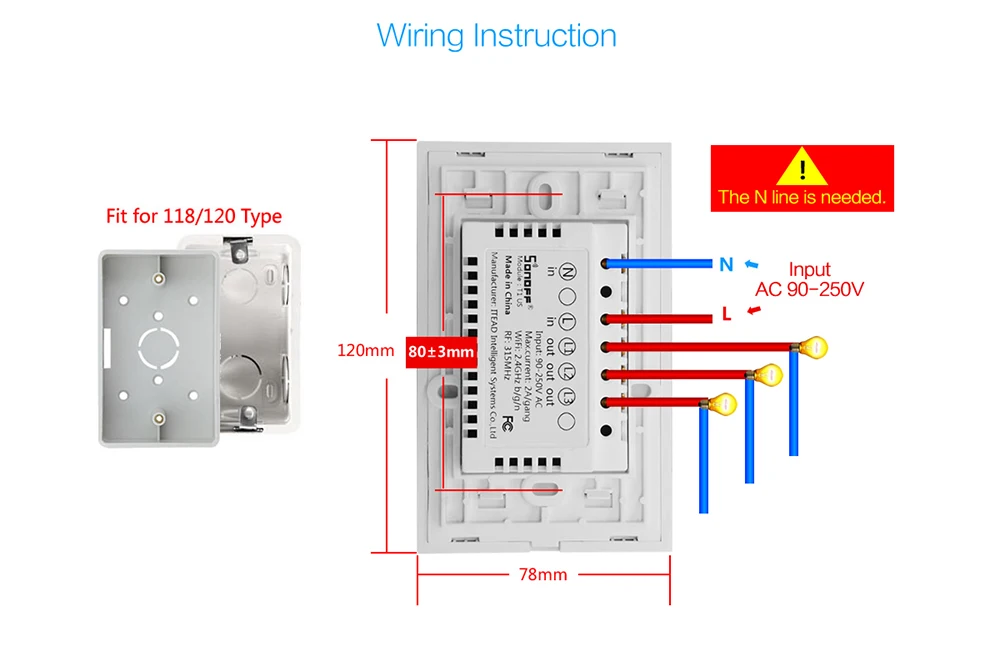Sonoff T1 US: 1-3 банда стандарт США AU WiFi 315 МГц RF умный настенный сенсорный светильник переключатель времени дистанционное включение/выключение Поддержка приложения умный дом
