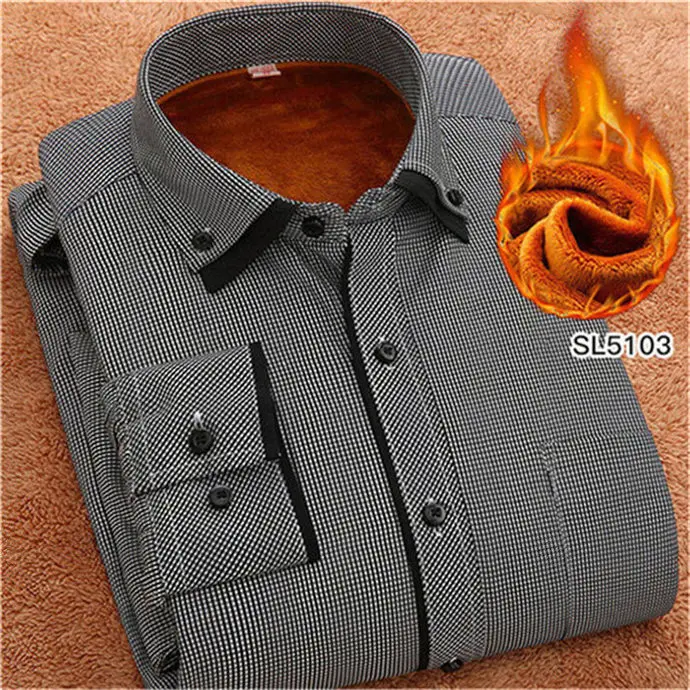 FillenGudd зима 8xl размера плюс мужские повседневные полосатые рубашки дешевая Высококачественная теплая Вельветовая одежда с длинным рукавом большого размера - Цвет: SL5103