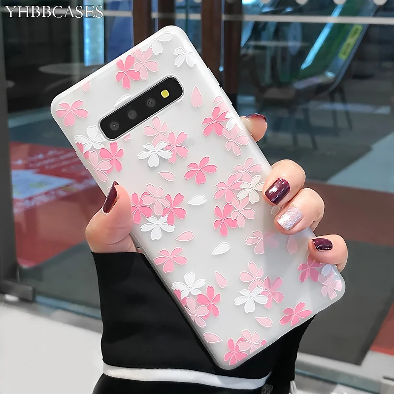 YHBBCASES чехол для телефона с розовыми цветами из мультфильма Samsung Note 8 9 рельефный
