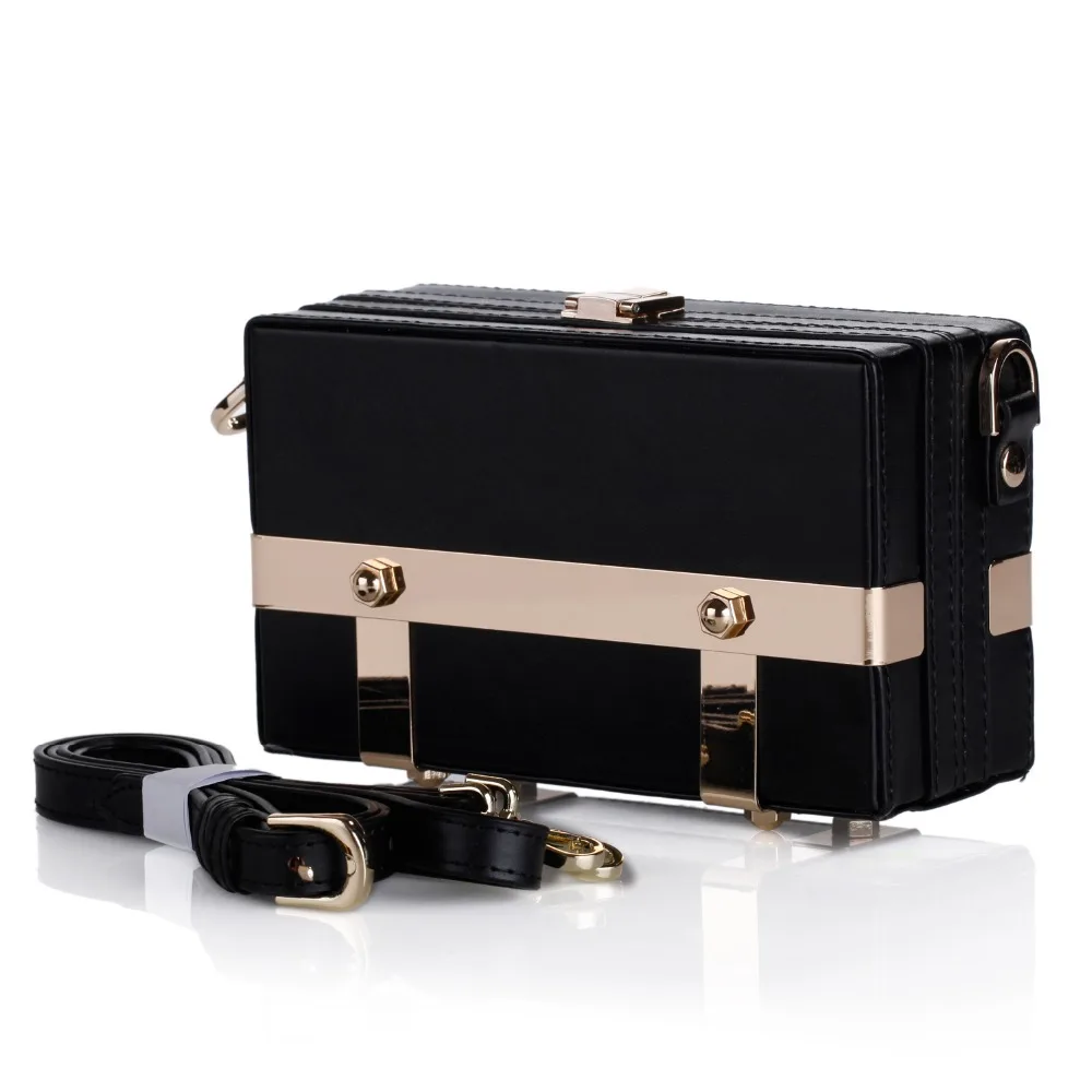

Black Womens Adjustable Strap Should Bag Leather Trinket Travel Box PU Jewelry Storage Case Punk Cell Phone Clutch Handbag ZG239