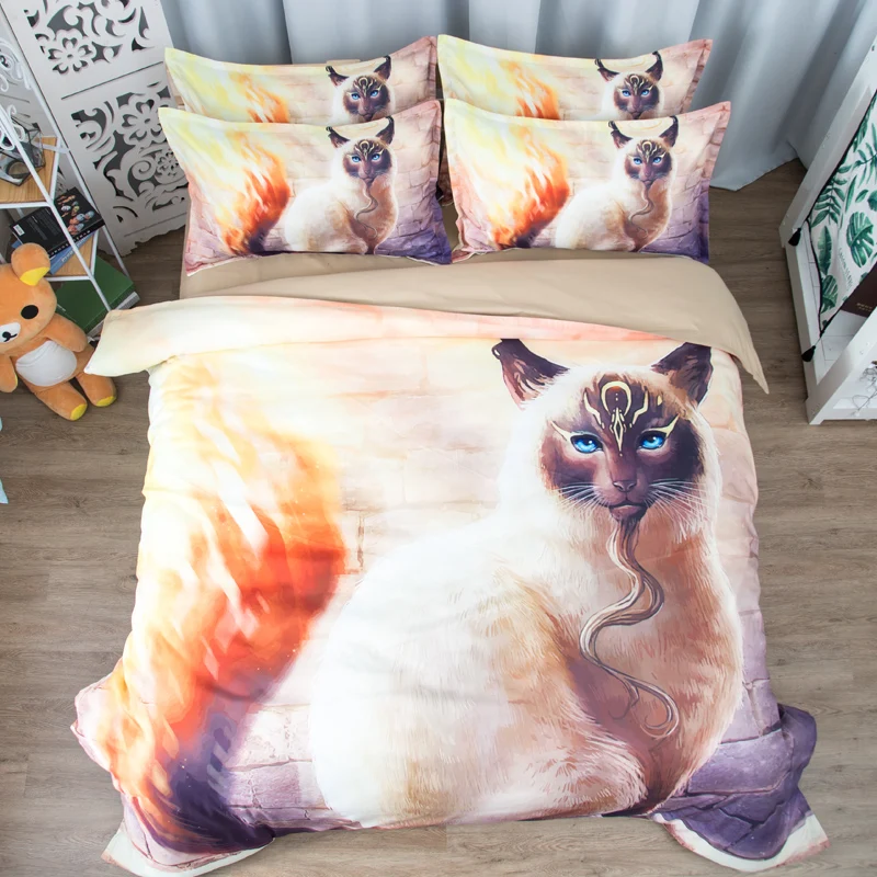 Free shipping Novelty New Year Gift Cool Gothic Monster Cat Pattern Bedding Duvet Cover Set+2pcs Pillow Case Sham UK AU US Size | Дом и сад