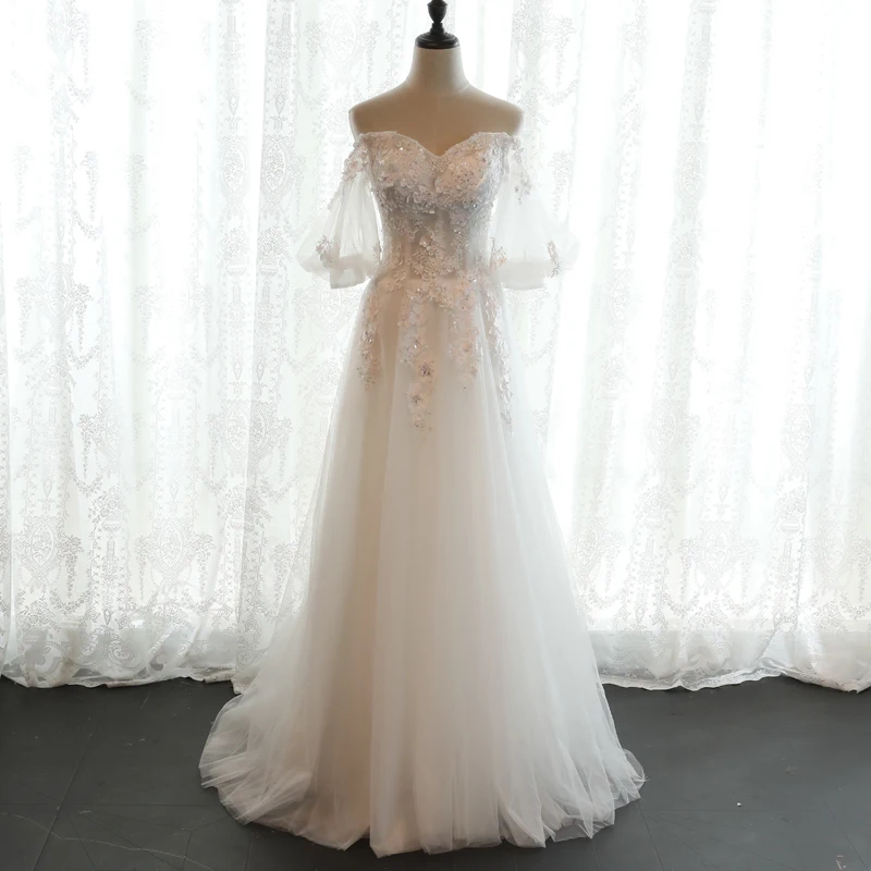 Boho Винтаж кружево свадебное платье 2019 Невесты Простой sheap свадебные Настоящее