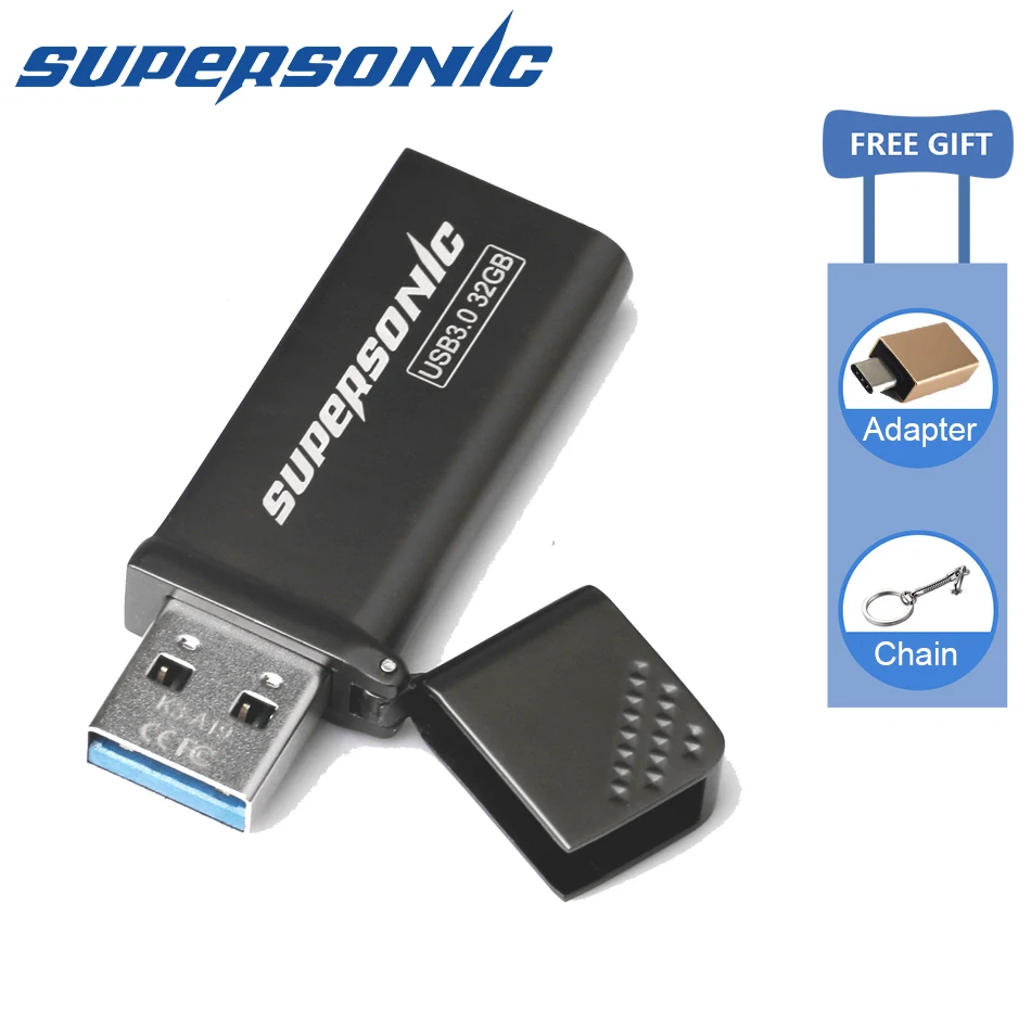 Supersonic K3 usb флеш-накопитель Высокоскоростной USB 3,0 флеш-накопитель 16 ГБ 32 ГБ 64 ГБ 128 ГБ флеш-накопитель металлическая флеш-карта памяти с металлическим колпачком