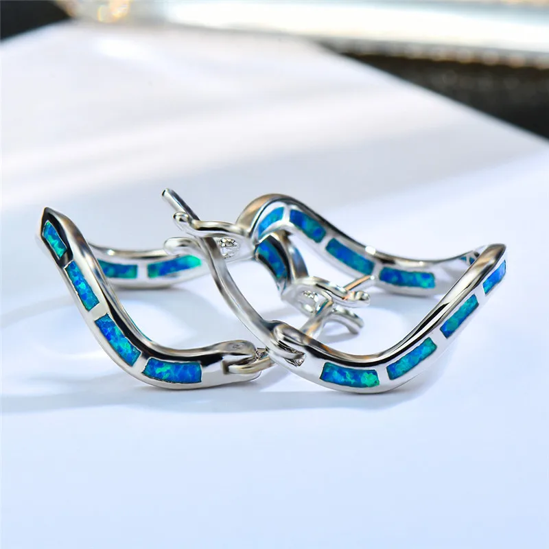 Женские серьги кольца большие в стиле бохо с опаловым покрытием|Серьги-кольца| |