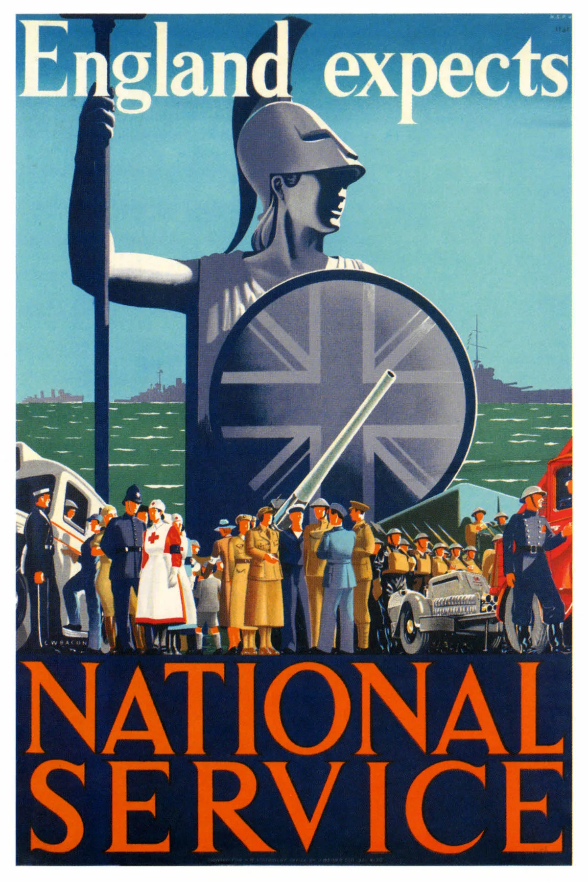 Винтажный пропагандистский постер WW2 Англия ожидает классических картин на