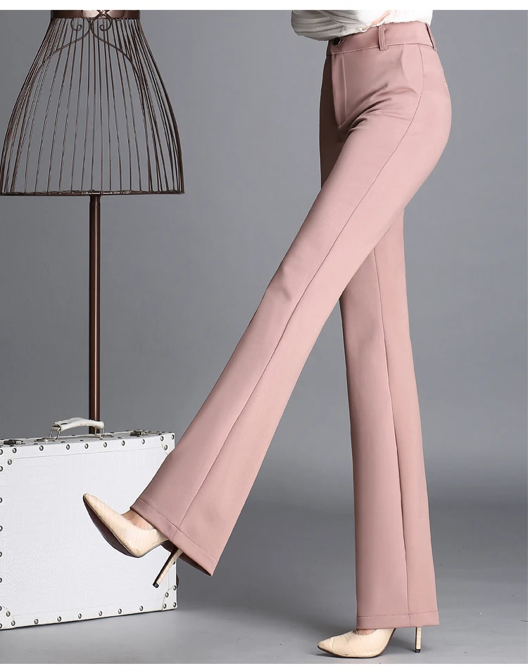 Straight pants for women plus size solid colour high waist elastic cotton blend full length casual pring thin qzq0602 | Женская одежда