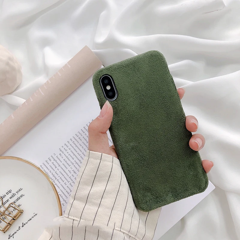 Гладкие замшевые Меховые чехлы для телефонов iphone XS Max XR Мягкие силиконовые чехол 7