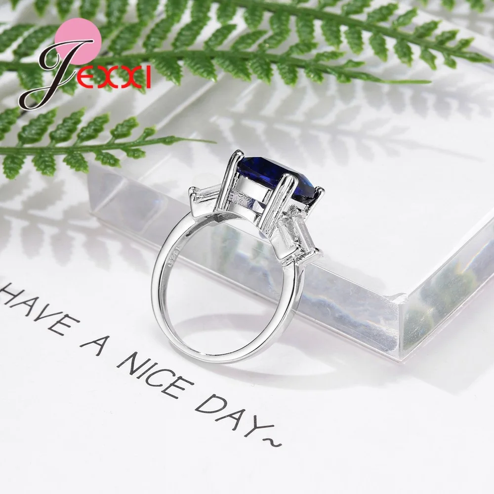 Модные Винтажные кольца из серебра и синего 925 пробы с кубическим цирконием лидер