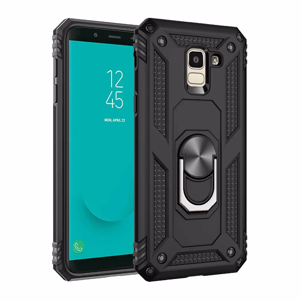 For Samsung Galaxy A6 A8 Plus 2018 case Holder Stand Armor Hybrid Magnetic Bracket Finger Ring Cover J6 J8 A7 A750 A9 | Мобильные