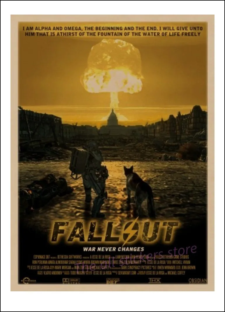 Fallout 3 4 игры плакат Фоллаут серии игра в ретро стиле крафт бумага Бумага ручной