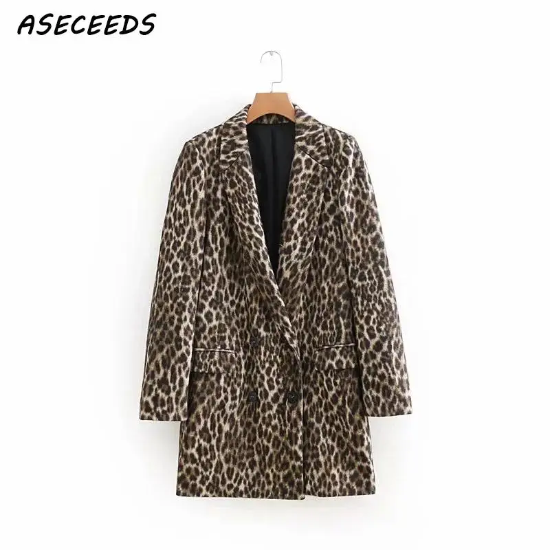 Осень Зима леопардовая расцветка плащ женщин длинное пальто уличная двубортный