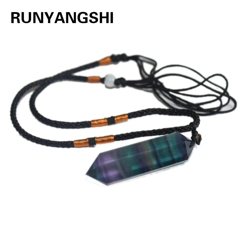 Runyangshi кристалл оригинальный камень Радужный флюорит маятниковая Подвеска