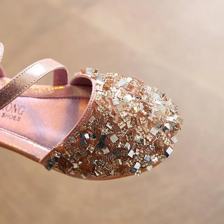 2021 New Fashion Children Sandals Shiny Sequins Glitter Shoes For Girls Spring Autumn Kids Princess Dance Party EU 21-36 | Детская