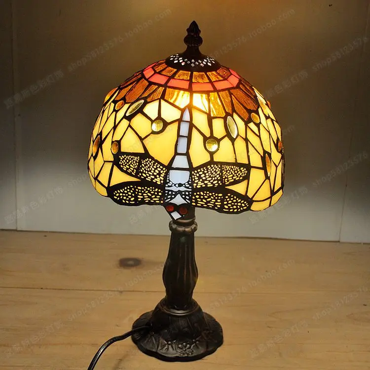 Бесплатная доставка в Европу глазурованная маленькая лампа стрекоза Тиффани