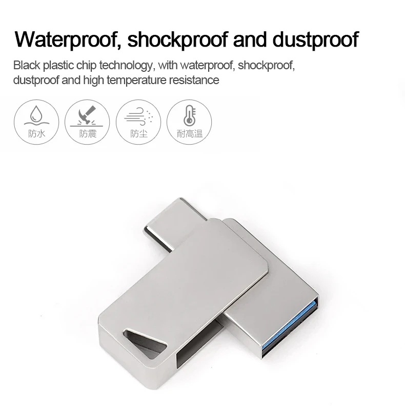 

2 IN 1 128G USB Flash Drive OTG Metal USB 3.0 Pen Drive Key Type C High Speed pendrive Mini Flash Drive Memory Stick