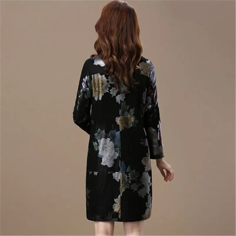 Женская кожаная куртка с принтом большого размера из овечьей кожи для женщин