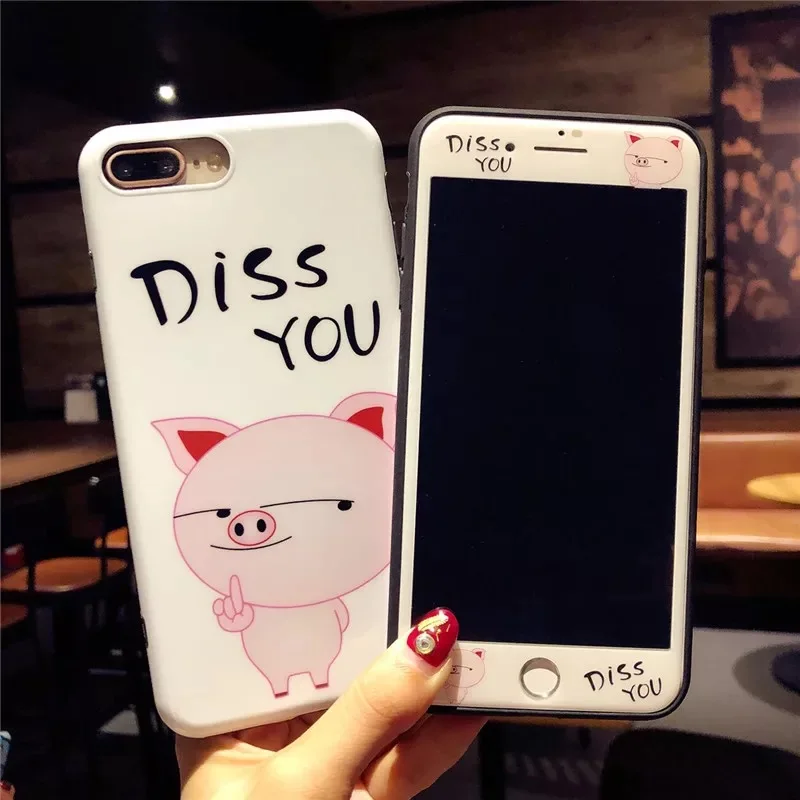 Чехол для iPhone 8 8Plus с милой Свинкой + пленка экрана из закаленного стекла и