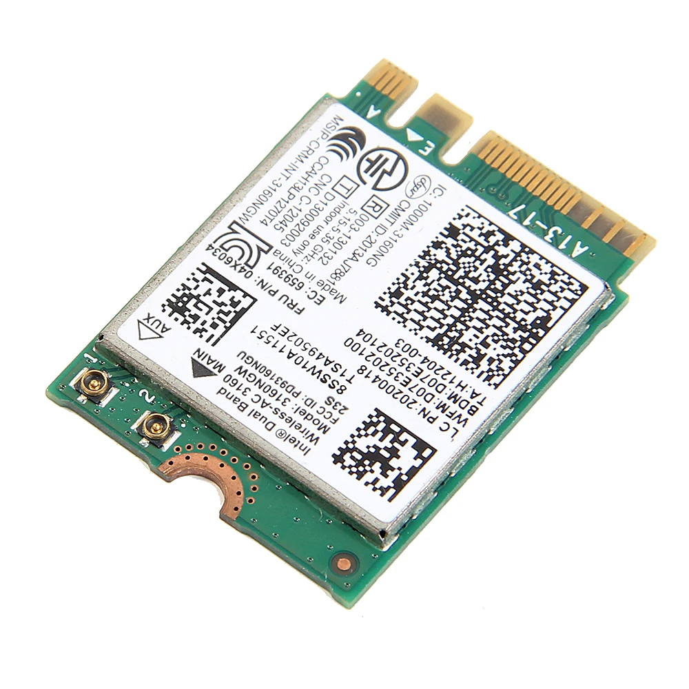 Беспроводная сетевая карта Wifi адаптер с поддержкой Intel AC 3160 NGW 802.11a/b/g/n BT 4 0