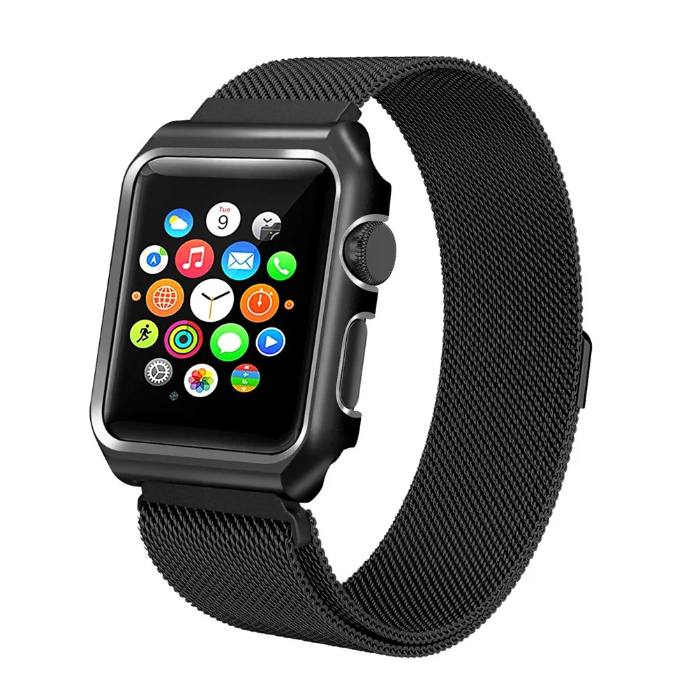 Новый чехол + ремешок для Apple Watch iwatch 1 2 3 браслет из нержавеющей стали сетчатый