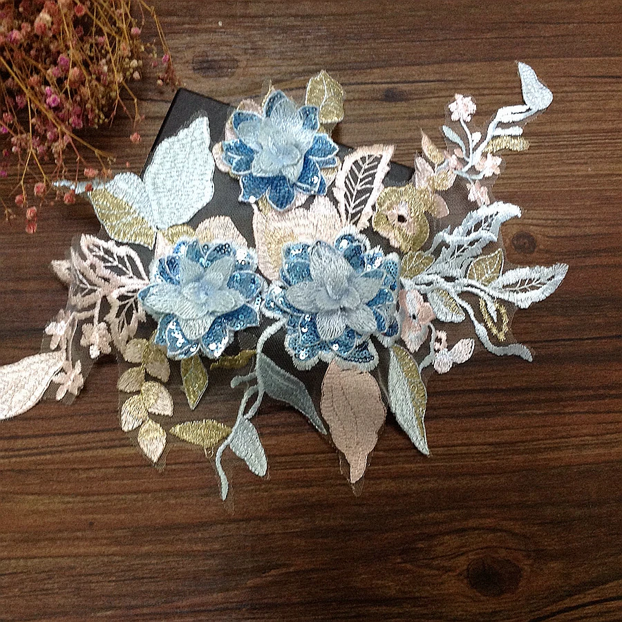 

GLace 3pcs colourful sequins flower lace DIY lace craft supplies cloth stickers accessories handmade beads flower TX142