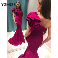 gala jurken 2019 elegant rose red mermaid long evening party dresses one shoulder ruffles african women formal prom party dress