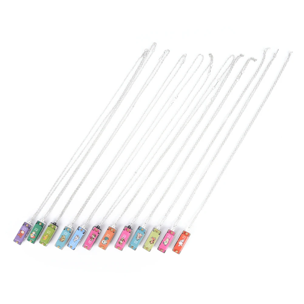 1pc Plastic + Metal Mini Durable Harmonica 4 Hole Tone Necklace random color | Спорт и развлечения