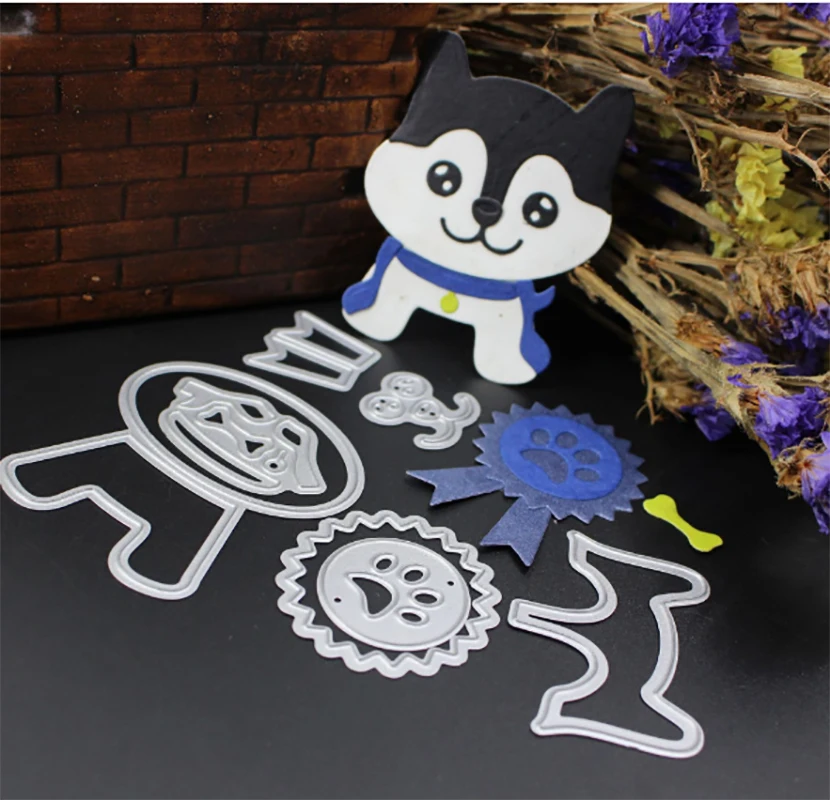 AZSG Black puppy metal cutting mold DIY clip art album decoration supplies embossing paper card production | Дом и сад