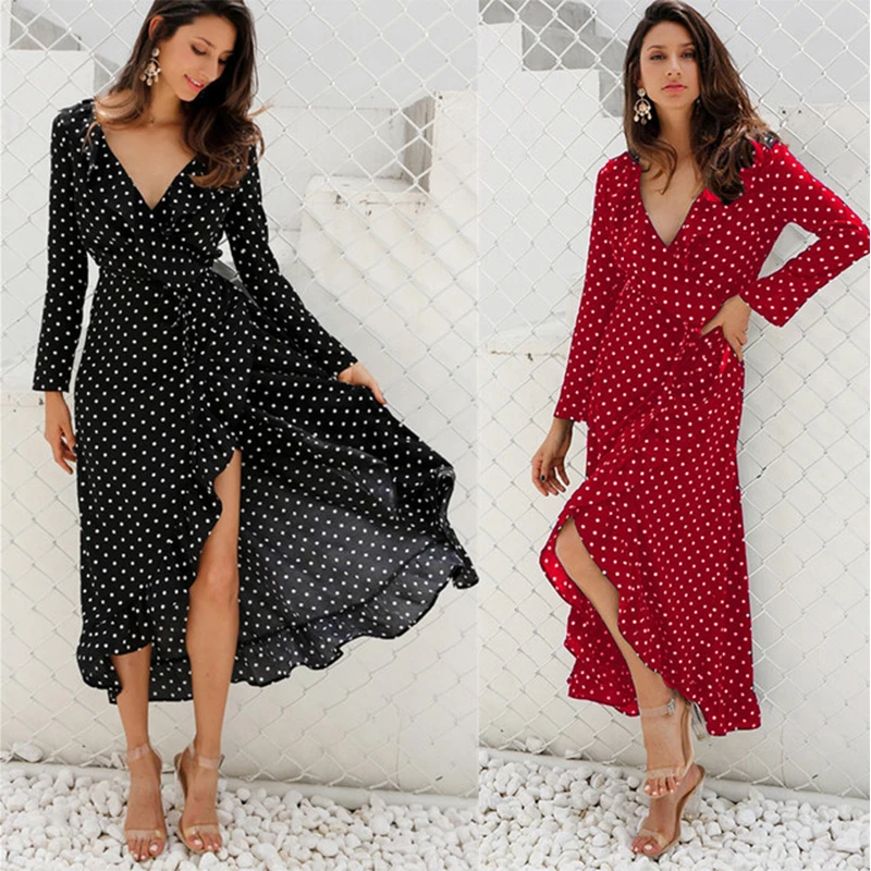 Сексуальное женское богемное платье с V образным вырезом длинное Пляжное Платье