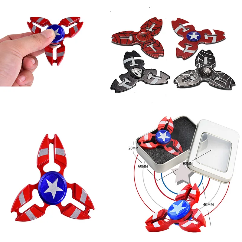 Капитан Америка Спиннеры Super Heroes Мстители Металл Треугольники Краб Форма палец