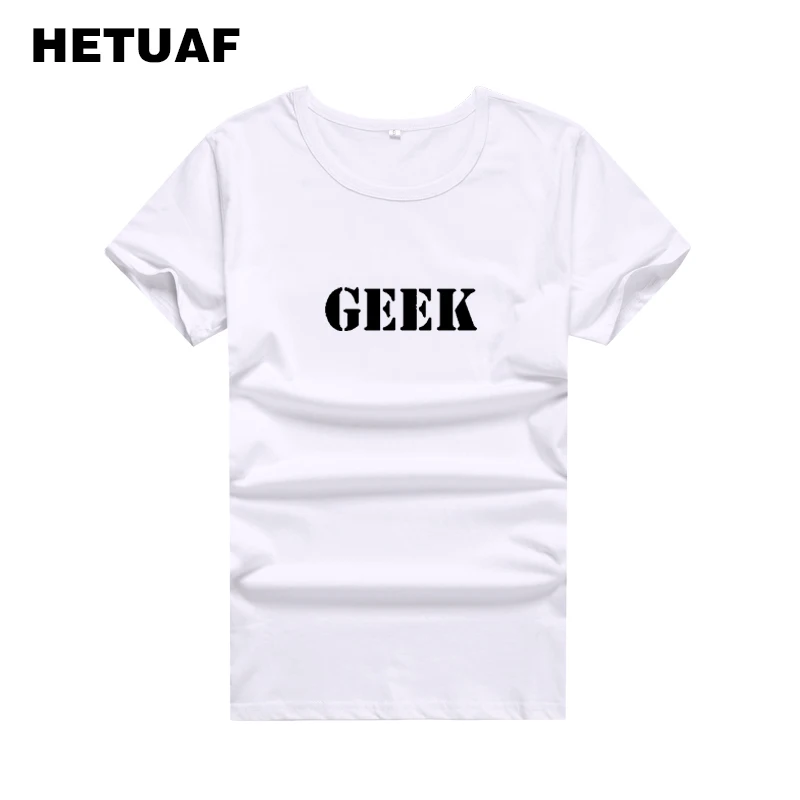 Женская хлопковая Футболка с принтом HETUAF GEEK черная и белая футболка в стиле панк